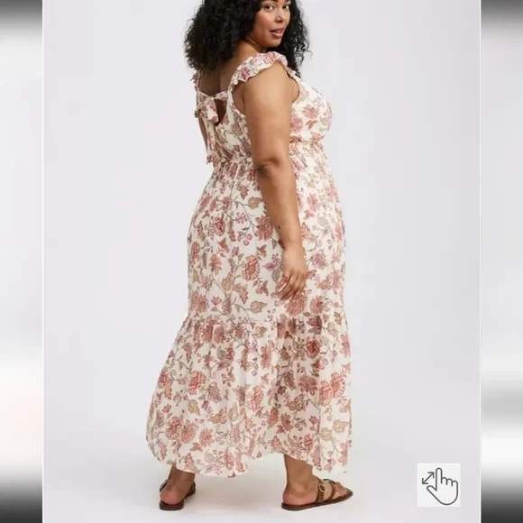 Torrid Cream and Pink Floral Maxi Dress - Picture 2 of 9